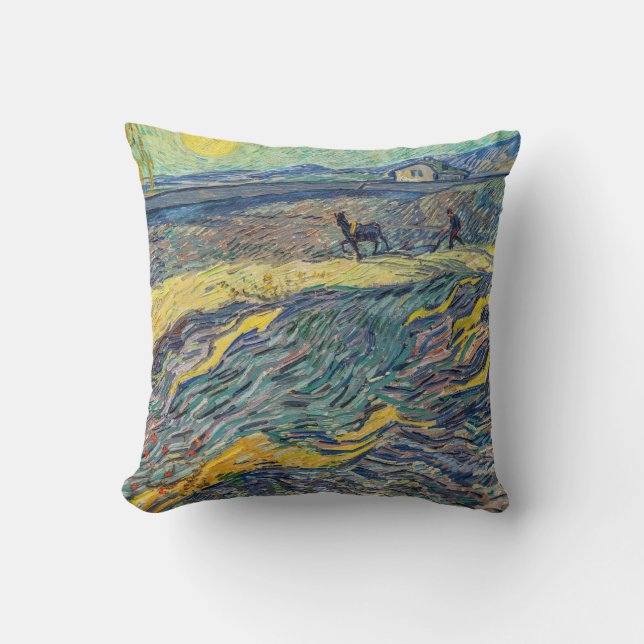 Vincent van Gogh - Feld mit pflügenden Bauern Kissen (Vorderseite)