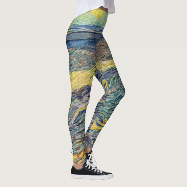 Vincent van Gogh - Feld mit pflügenden Bauern Leggings (Rechts)
