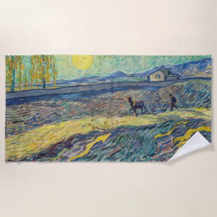 Vincent van Gogh - Feld mit pflügenden Bauern Strandtuch