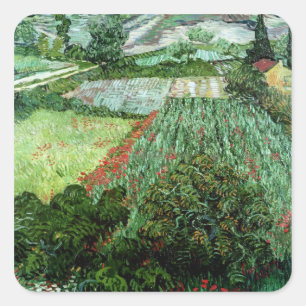 Vincent van Gogh Feld mit Poppies, 1889 Quadratischer Aufkleber