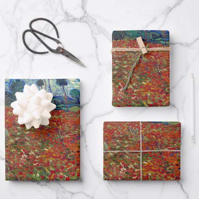 Vincent van Gogh Field of Poppies Poster Geschenkpapier Set (Vorderseite)