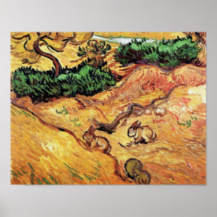 Vincent Van Gogh - Field With Two Rabbits Fine Art Poster