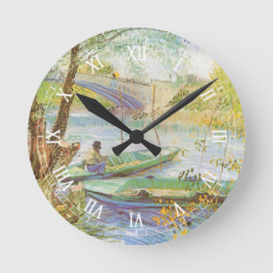 Vincent van Gogh Fischer im Frühling, Pont de Clic Runde Wanduhr