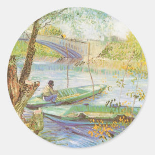 Vincent van Gogh Fischer im Frühling, Pont de Clic Runder Aufkleber