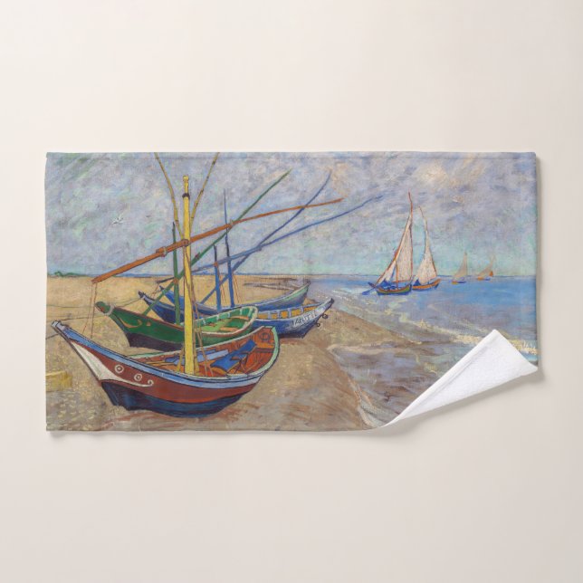 Vincent van Gogh - Fischerboote am Strand Badhandtuch Set (Handtuch)