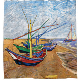 Vincent Van Gogh - Fischerboote am Strand Duschvorhang