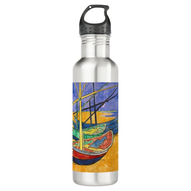 Vincent van Gogh - Fischerboote am Strand Edelstahlflasche (Vorderseite)