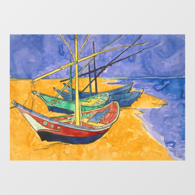 Vincent van Gogh - Fischerboote am Strand Fensteraufkleber (Blatt)