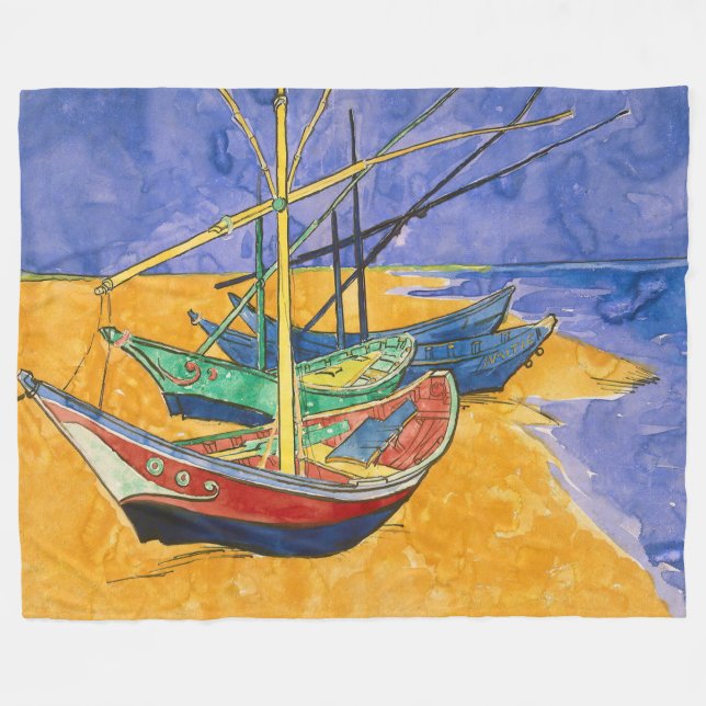 Vincent van Gogh - Fischerboote am Strand Fleecedecke (Vorderseite (Horizontal))