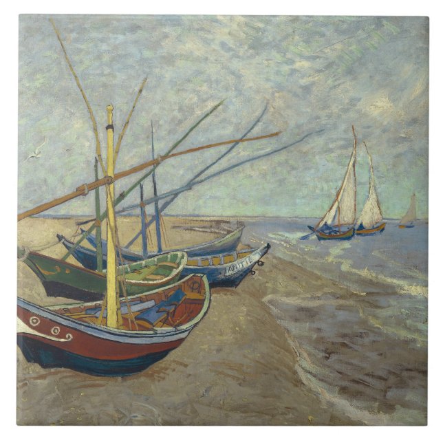 Vincent van Gogh - Fischerboote am Strand Fliese (Vorderseite)