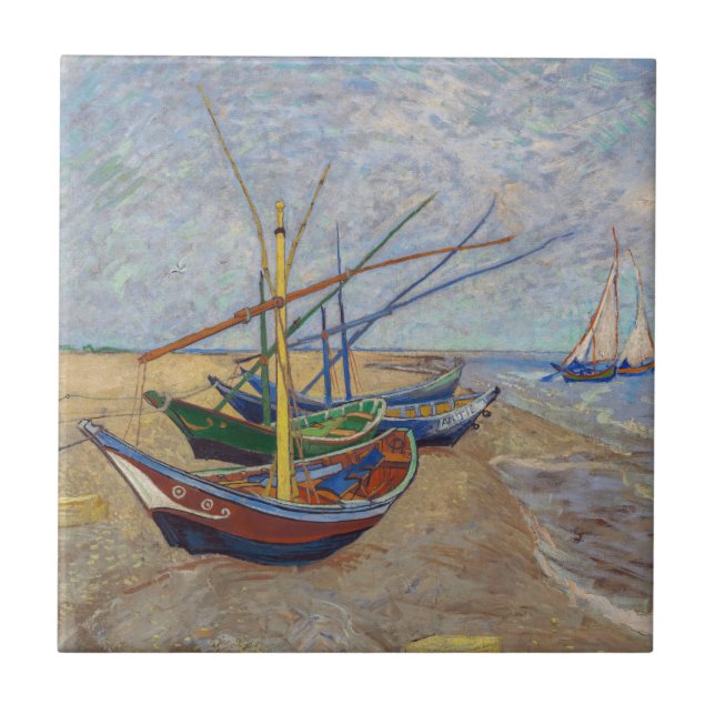 Vincent van Gogh - Fischerboote am Strand Fliese (Vorderseite)