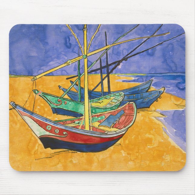Vincent van Gogh - Fischerboote am Strand Mousepad (Vorne)