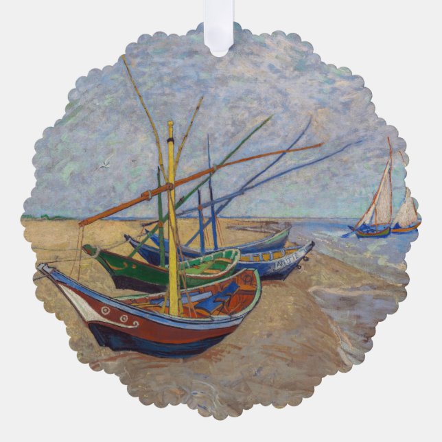 Vincent van Gogh - Fischerboote am Strand Ornament Karte (Vorderseite)