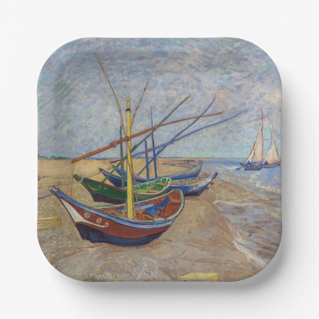 Vincent van Gogh - Fischerboote am Strand Pappteller (Vorderseite)