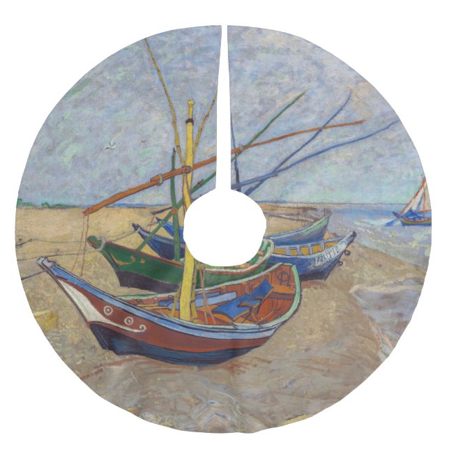 Vincent van Gogh - Fischerboote am Strand Polyester Weihnachtsbaumdecke (Vorderseite)