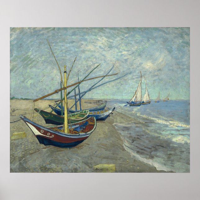 Vincent van Gogh Fischerboote am Strand Poster (Vorne)