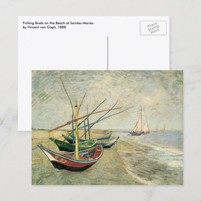 Vincent van Gogh - Fischerboote am Strand Postkarte (Vorne/Hinten)