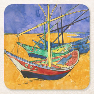 Vincent van Gogh - Fischerboote am Strand Rechteckiger Pappuntersetzer