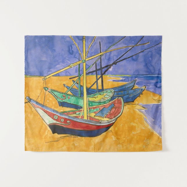 Vincent van Gogh - Fischerboote am Strand Wandteppich (Vorderseite (Horizontal))
