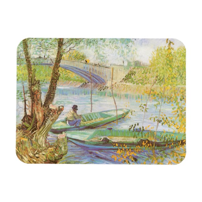 Vincent van Gogh Fishing im Frühling, Pont de Clic Magnet (Horizontal)