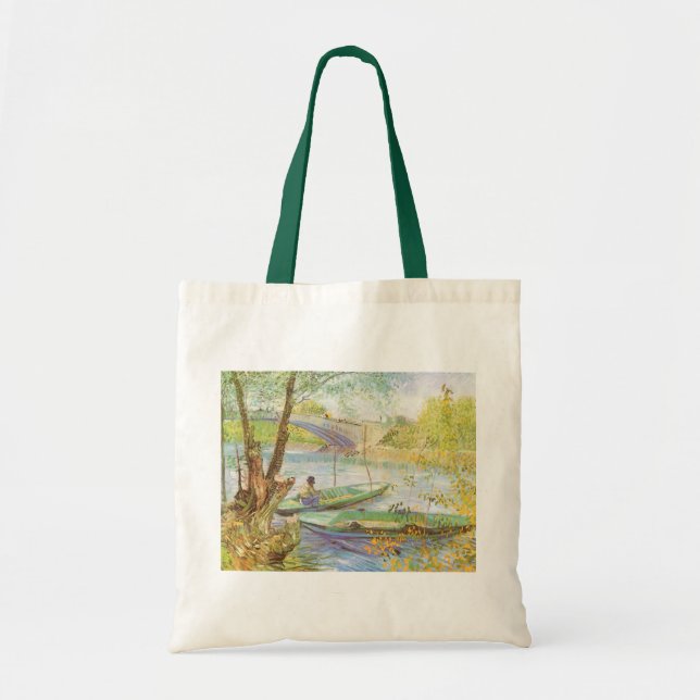 Vincent van Gogh Fishing im Frühling, Pont de Clic Tragetasche (Vorne)