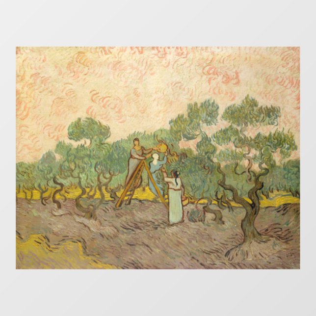 Vincent van Gogh - Frauen, die Oliven pflücken Fensteraufkleber (Blatt)