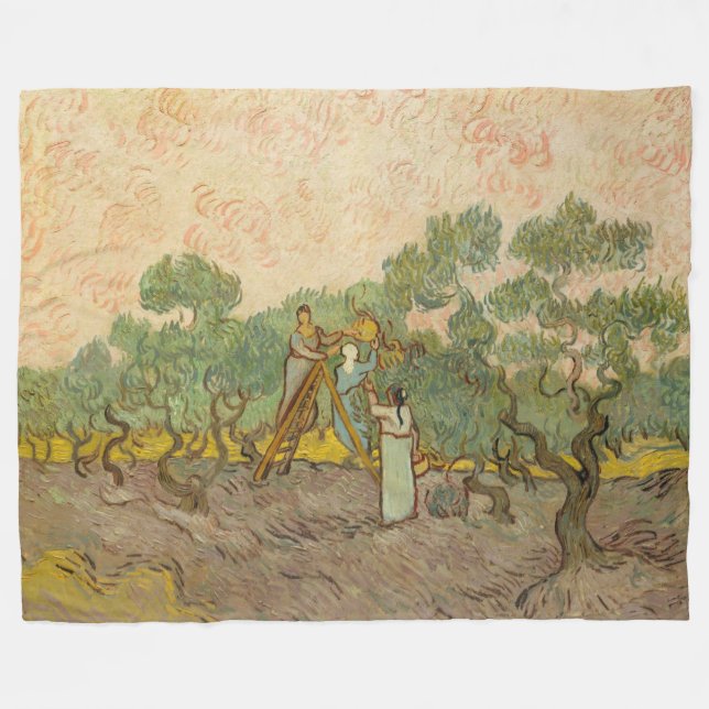 Vincent van Gogh - Frauen, die Oliven pflücken Fleecedecke (Vorderseite (Horizontal))