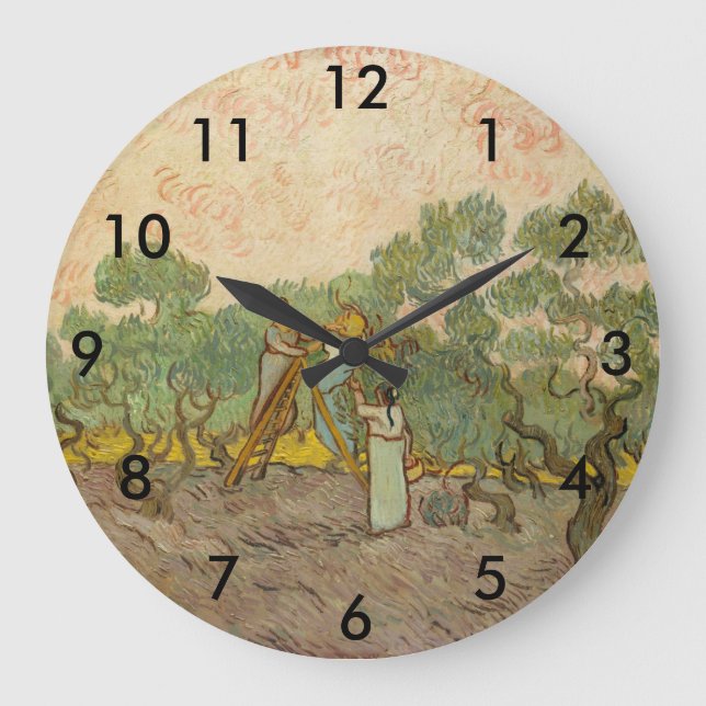 Vincent van Gogh - Frauen, die Oliven pflücken Große Wanduhr (Vorderseite)