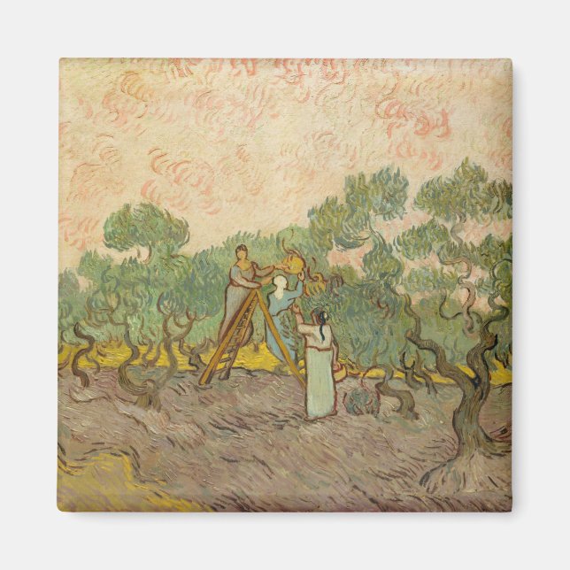 Vincent van Gogh - Frauen, die Oliven pflücken Magnet (Vorne)