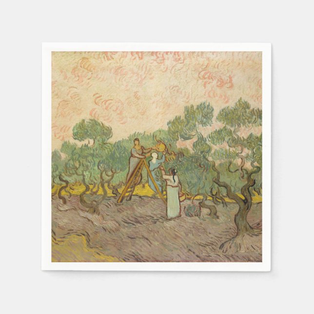 Vincent van Gogh - Frauen, die Oliven pflücken Serviette (Vorderseite)