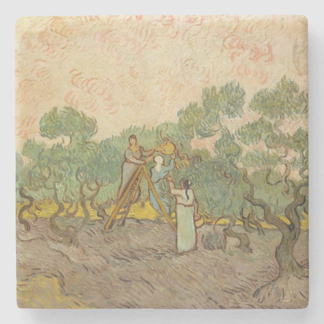Vincent van Gogh - Frauen, die Oliven pflücken Steinuntersetzer (Vorderseite)