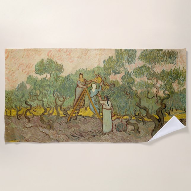 Vincent van Gogh - Frauen, die Oliven pflücken Strandtuch (Vorderseite)