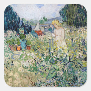 Vincent van Gogh - Fräulein Gachet in ihrem Garten Quadratischer Aufkleber