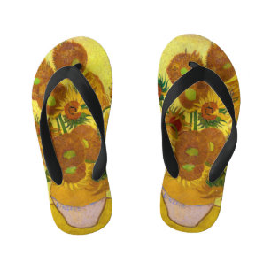 Vincent Van Gogh Fünfzehn Sonnenblumen in einer Va Kinderbadesandalen