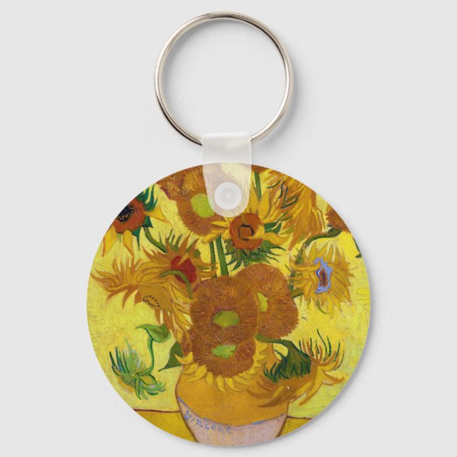 Vincent Van Gogh Fünfzehn Sonnenblumen in einer Va Schlüsselanhänger (Vorderseite)