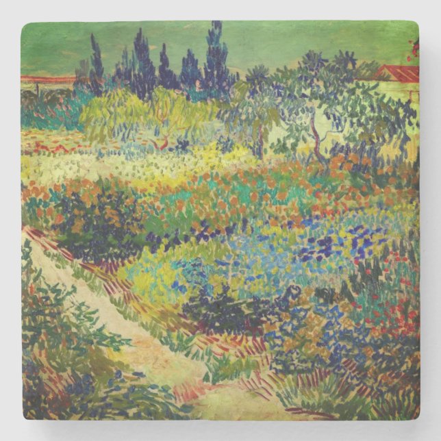Vincent Van Gogh Garden at Arles Steinuntersetzer (Vorderseite)