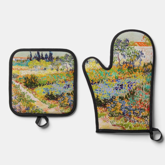 Vincent van Gogh - Garten bei Arles Ofenhandschuh & Topflappen-Set (Vorderseite)