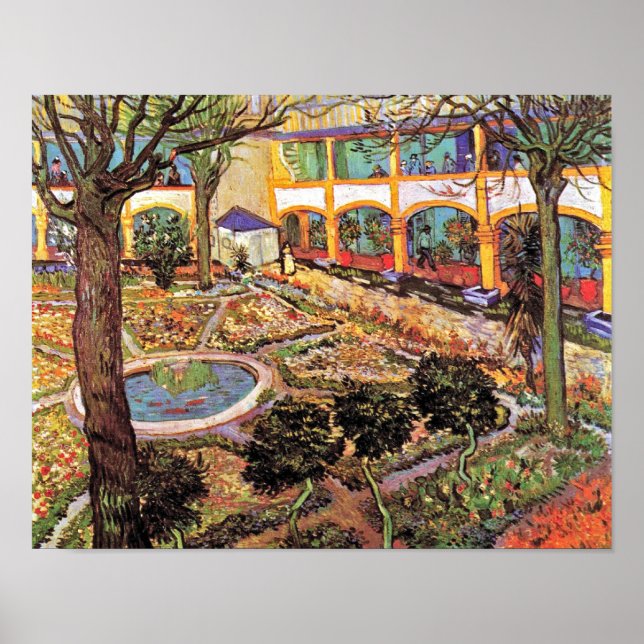 Vincent Van Gogh - Garten des Krankenhauses in Arl Poster (Vorne)