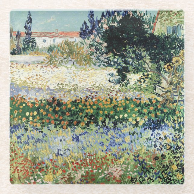 Vincent van Gogh | Garten in Bloom, Arles, 1888 Glasuntersetzer (Vorderseite)