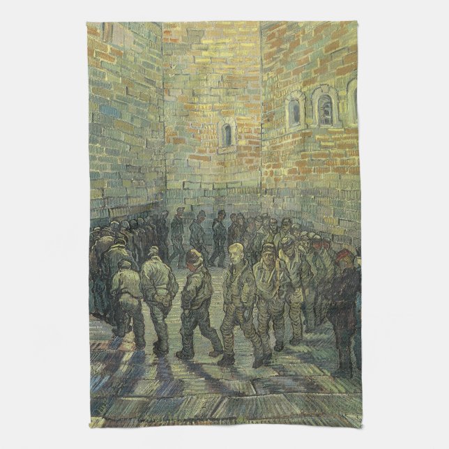 Vincent van Gogh - Gefangene, die Sport treiben Geschirrtuch (Vertikal)