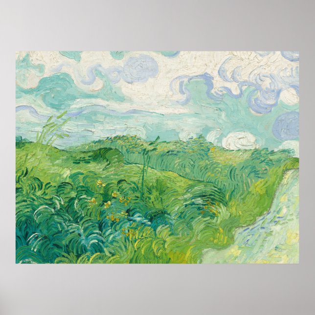 Vincent Van Gogh Gemälde Grüne Weizenfeld  Poster (Vorne)