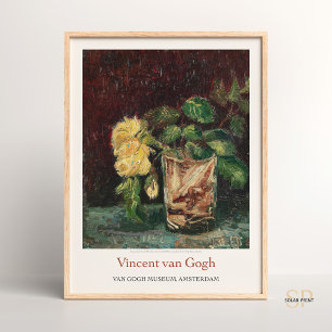 Vincent van Gogh Glas mit gelben Rosen Kunstprint Poster