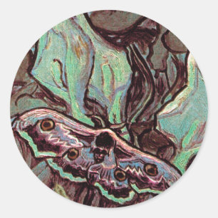 Vincent Van Gogh - Großer Pfauenspinner - Kunst Runder Aufkleber