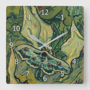 Vincent van Gogh - Großer Pfauenspinner Quadratische Wanduhr