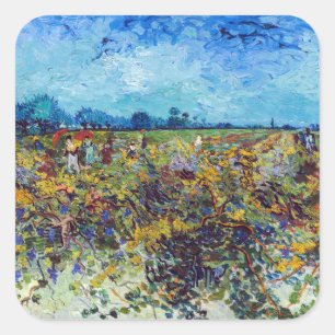 Vincent van Gogh - Grüne Weinberge Quadratischer Aufkleber