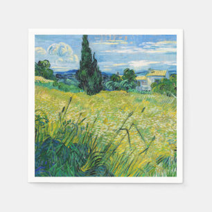 Vincent van Gogh - Grüne Weizenfelder mit Zypresse Serviette