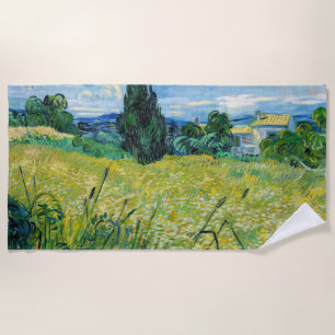 Vincent van Gogh - Grüne Weizenfelder mit Zypresse Strandtuch