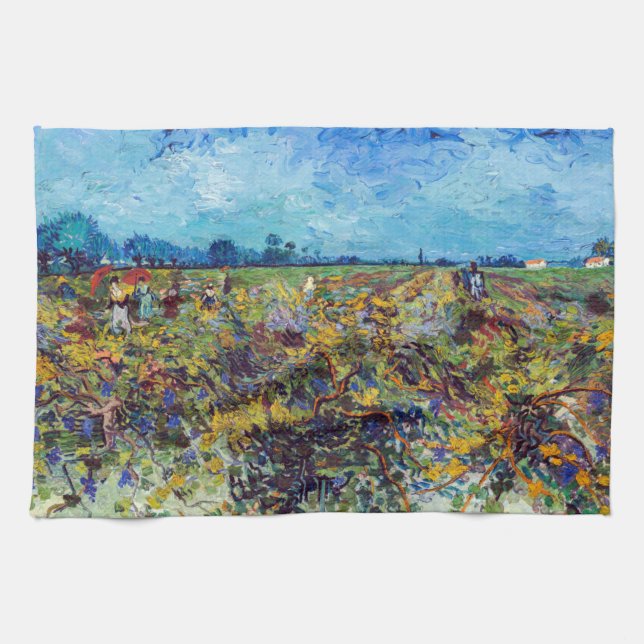 Vincent van Gogh - Grüner Weinberg Geschirrtuch (Horizontal)