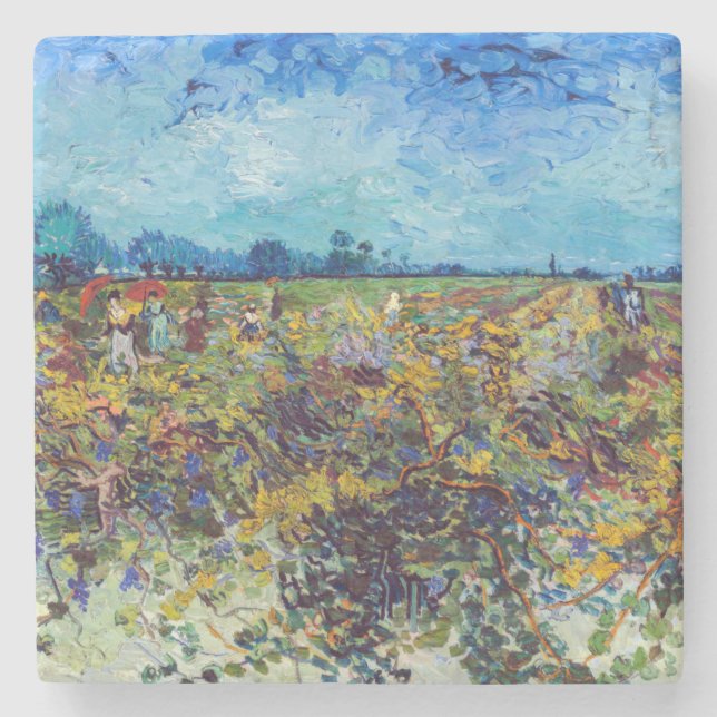 Vincent van Gogh - Grüner Weinberg Steinuntersetzer (Vorderseite)