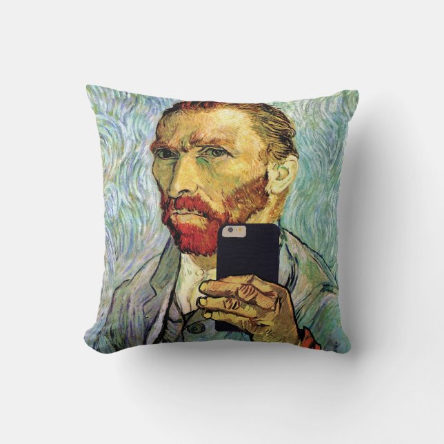 Vincent Van Gogh Handy Selfie Selbstportrait Kissen (Vorderseite)